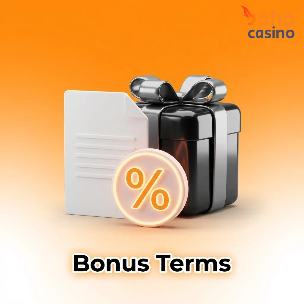 Boho Casino bonus terms document showing wagering requirements, bet limits, expiration dates, and withdrawal conditions.