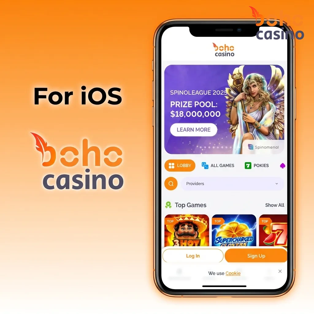 iPhone displaying Boho Casino app download page in App Store with Get button visible