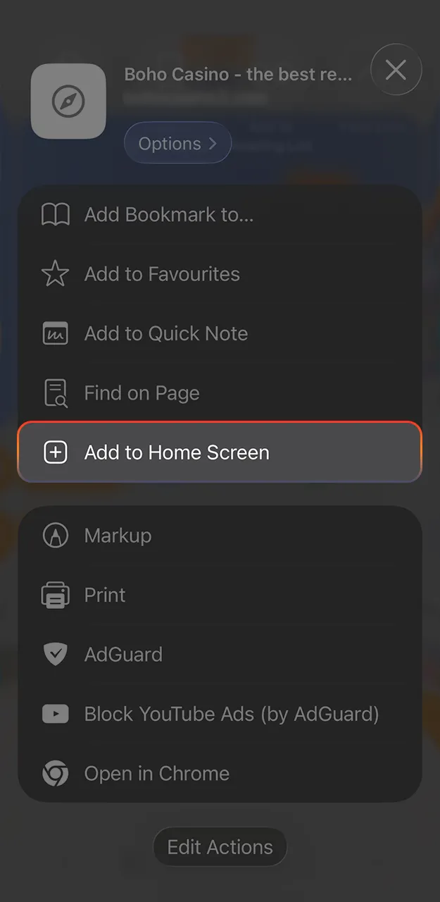 Add the Boho Casino app to your device’s home screen.