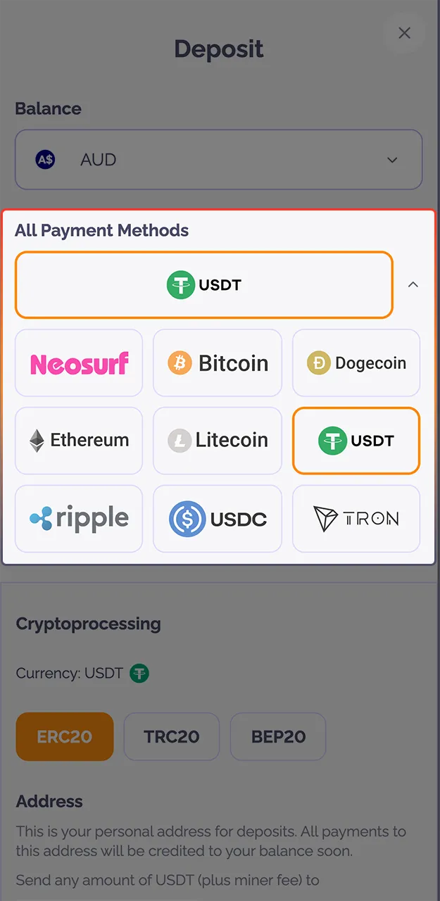 Use Ripple to make a deposit at Boho Casino.